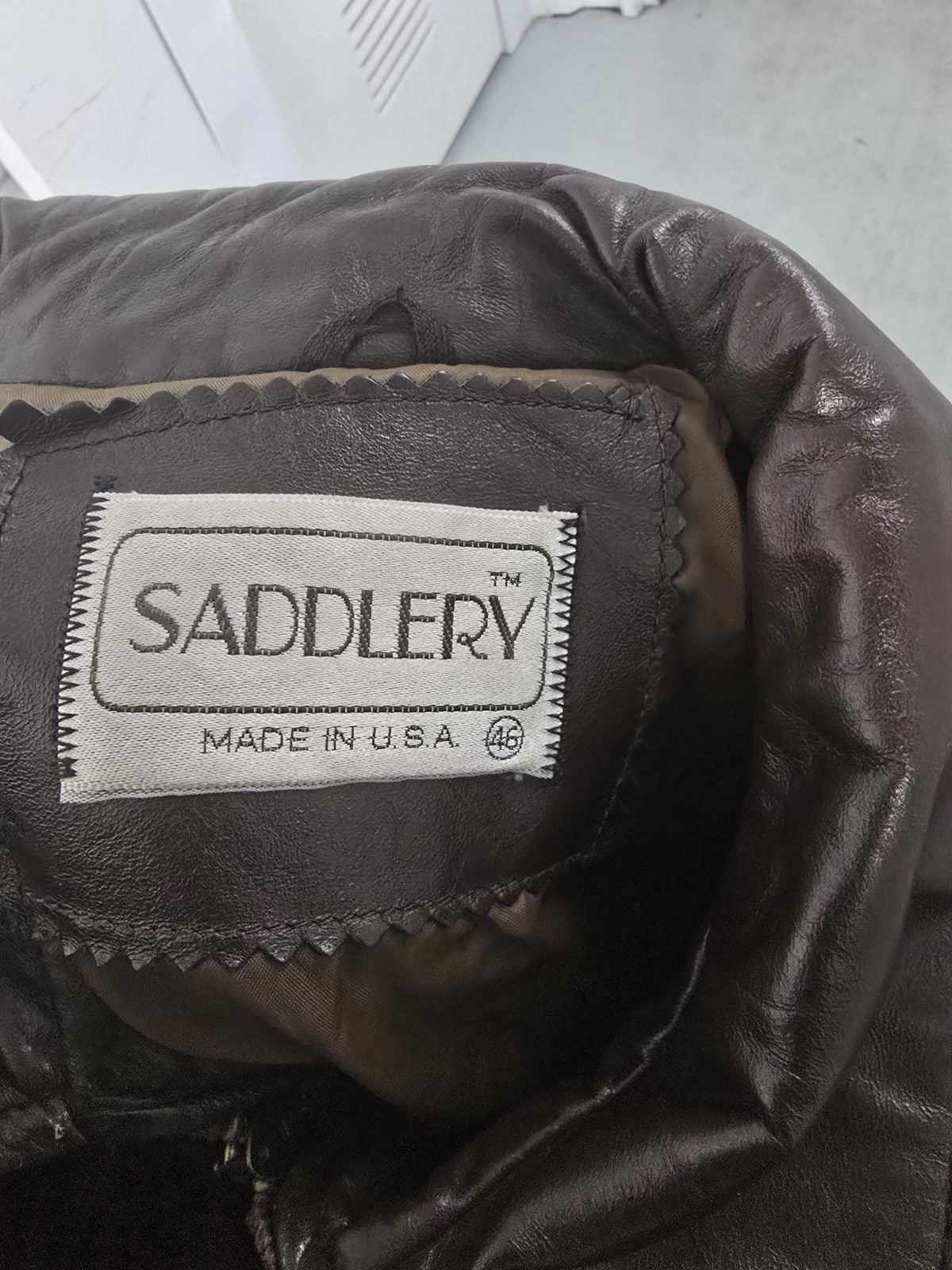 Vintage Saddlery Sportswear 80s Mens Sz 46 XL Brown Leather Jacket Made In USA 7