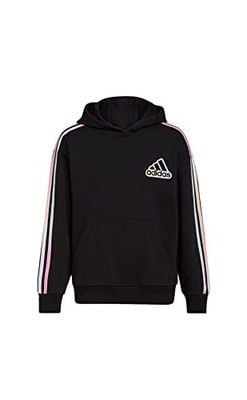 adidas Boys 8-20 Allover Print Fleece Hoodie (regular, Black) 2