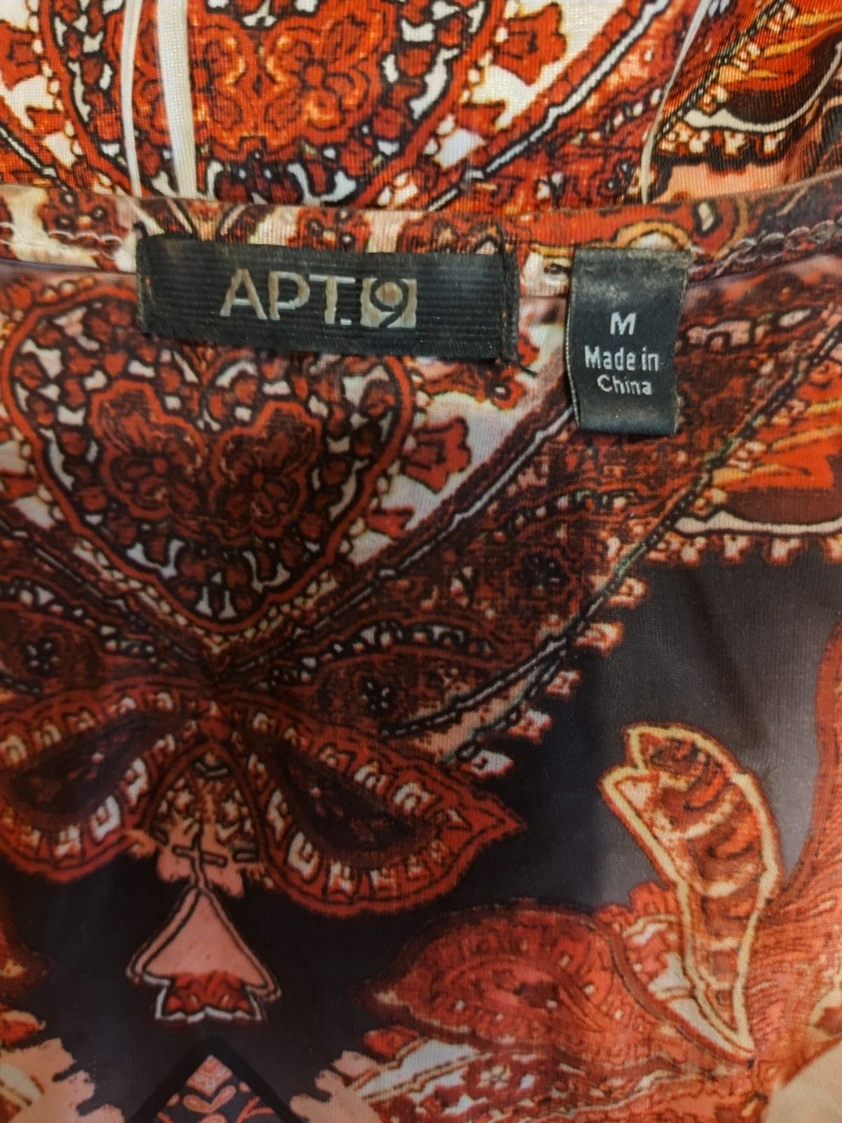 Apt. 9 Flutter Short Sleeve Pleated Bohemian Blouse w Embroidered Neckline Sz M 8