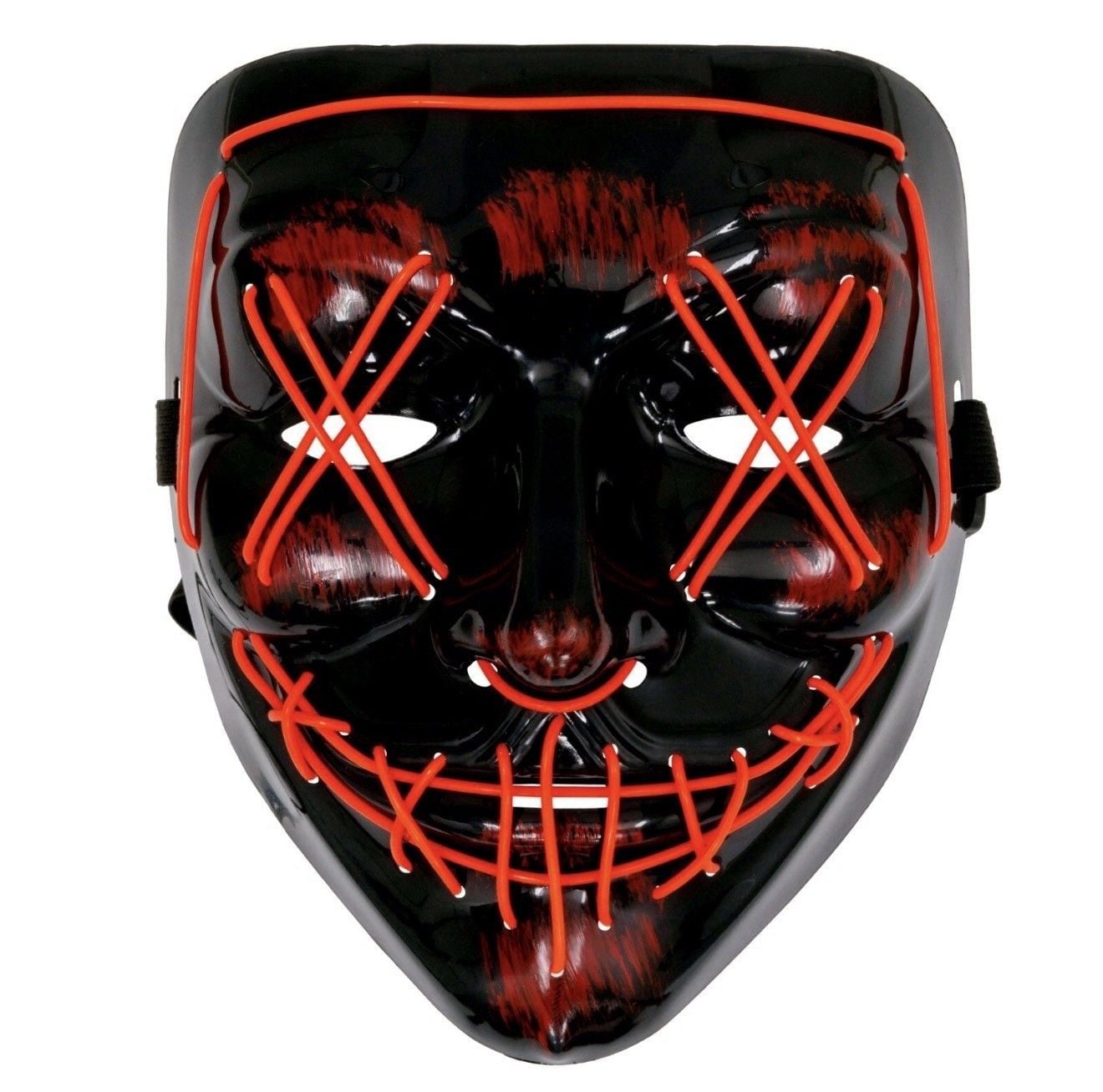 Wireless Neon LED Purge Mask Glow in Dark Cosplay Horror Halloween Party Costume 1