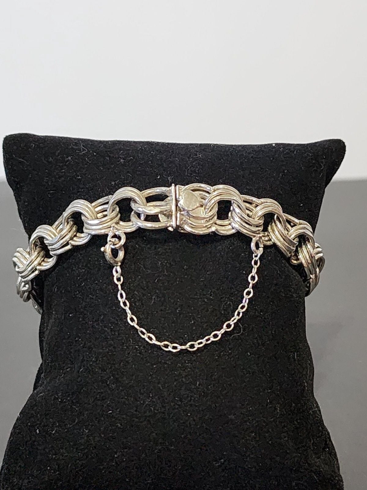 elco sterling silver bracelet With Safety Chain 8" 3