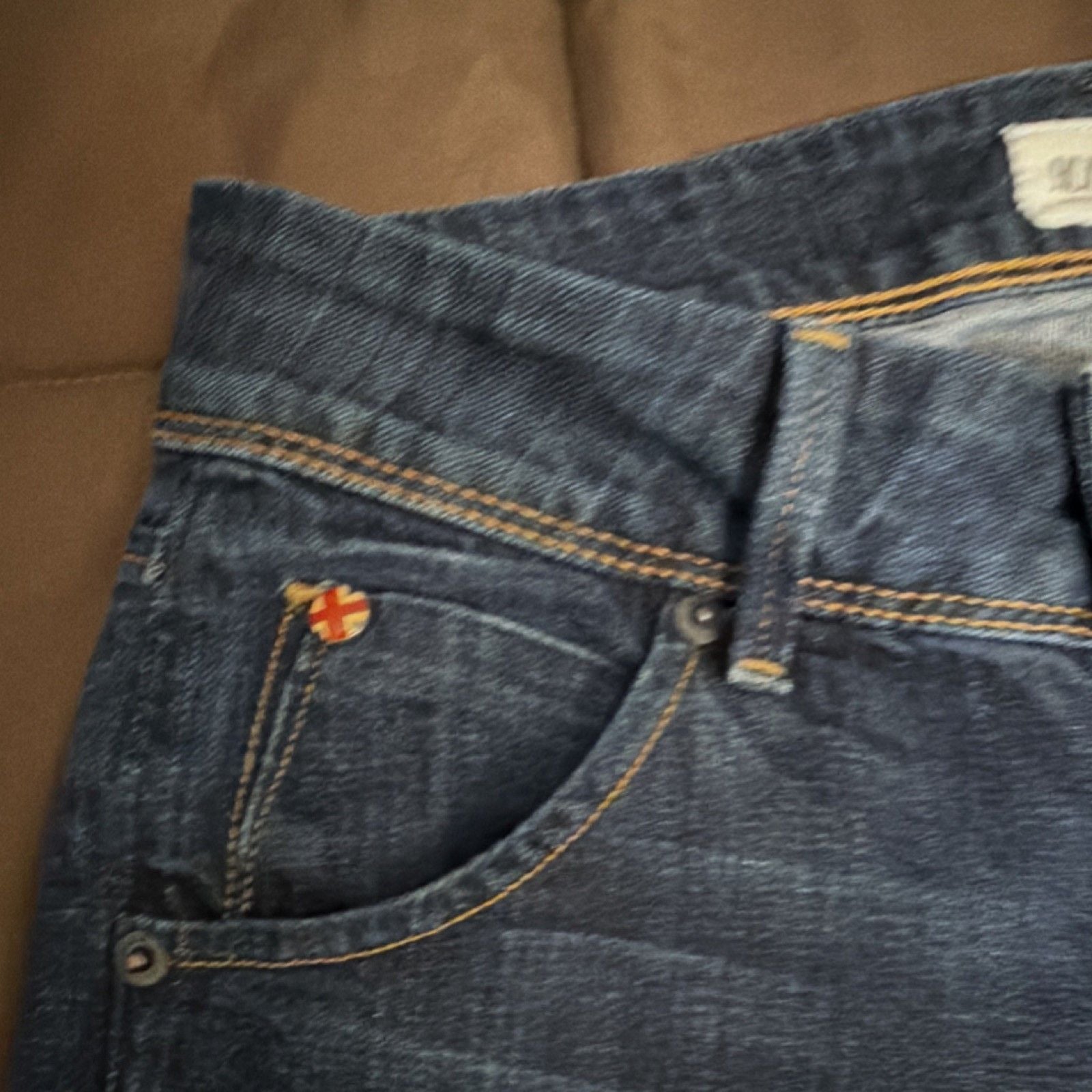 Hudson Women's Blue Straight Stretch Denim Jeans 5-Pocket Zip Button Logo Accent 4