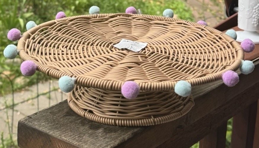 12 in Faux Rattan Cake Cupcake Pedestal Treat Stand Wicker Pastel Wedding,Party 5