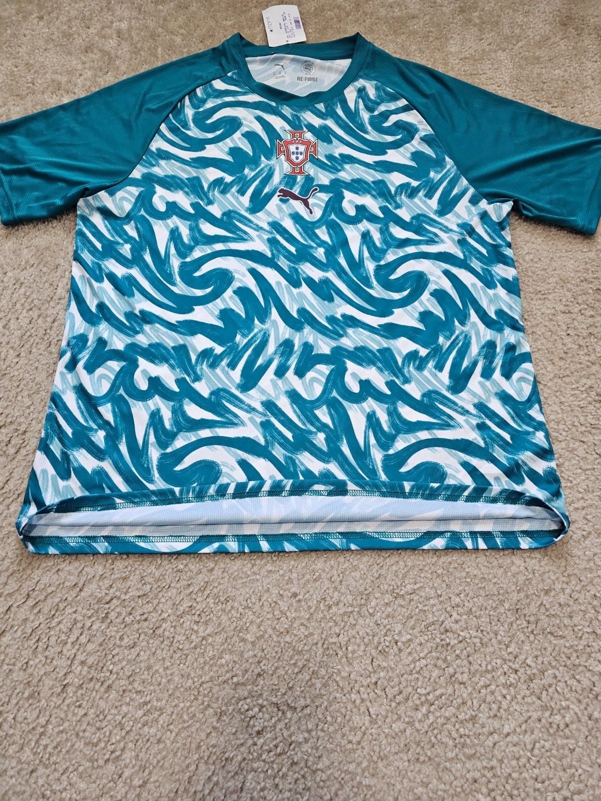 PUMA Portugal Soccer Jersey Mens XL RE:FIBRE FPF Teal White NWT 5