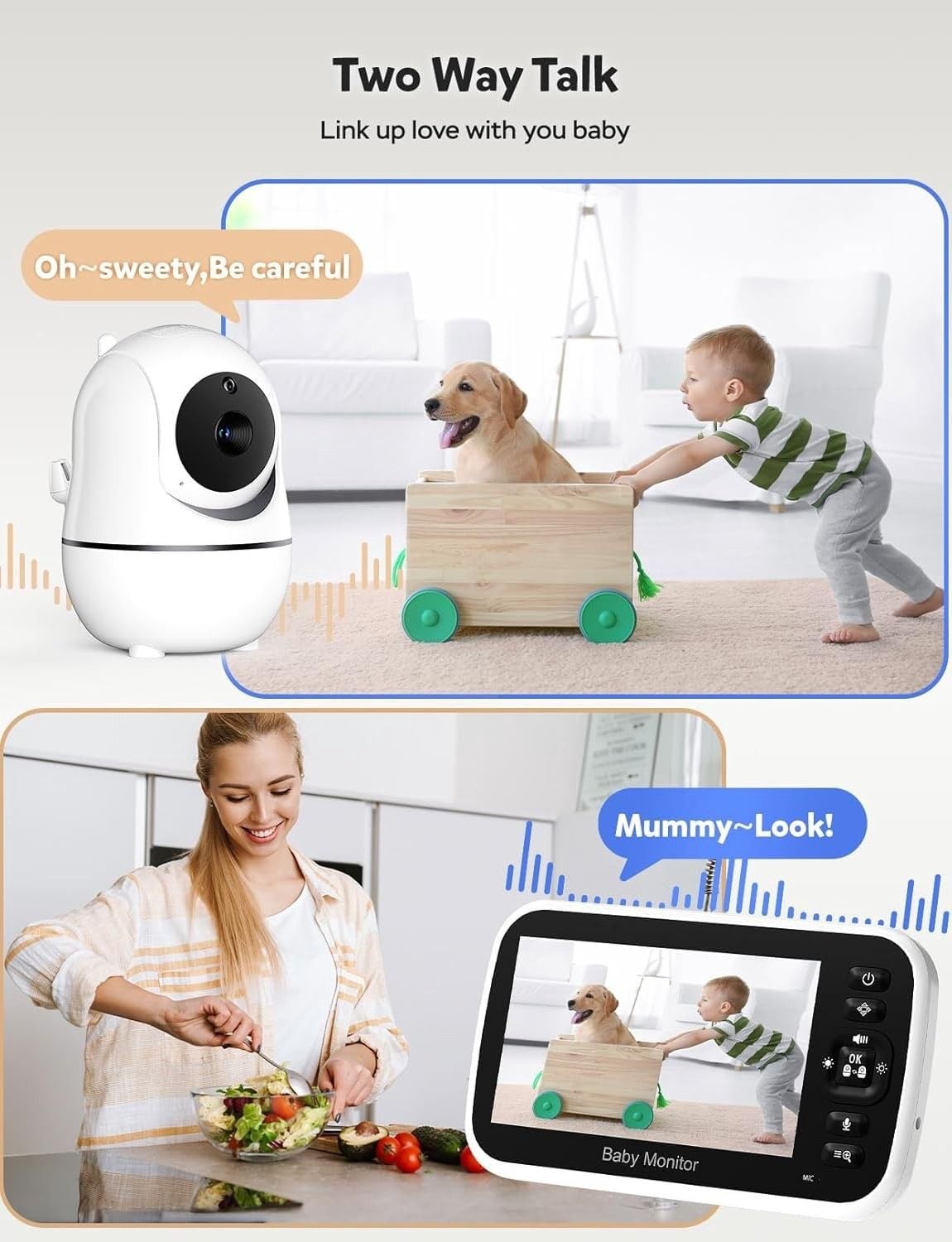 GoodBaby 5" Baby Monitor with Camera and Audio, No WiFi Secure Camera, 30-Hour 4