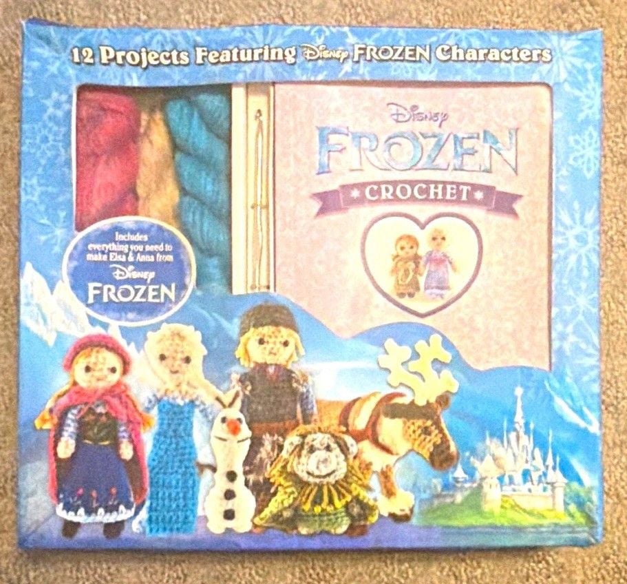 Disney Frozen Crochet Kit w/ Yarn, Hook & 12 Step-by-Step Illustrated Patterns 1