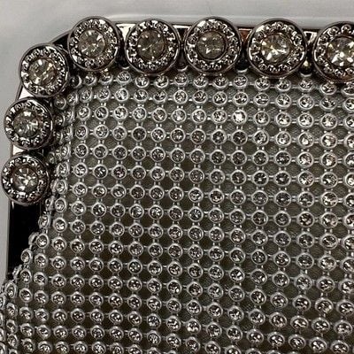 Silver Rhinestone Shimmer Sparkle Clutch Evening Bag With Long Chain Strap 3