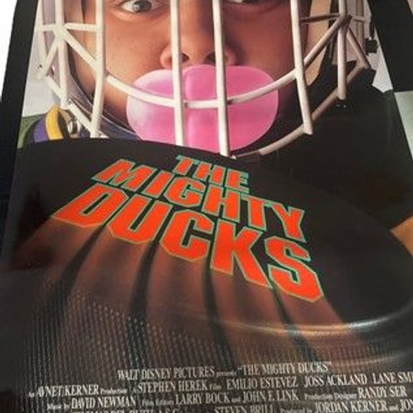 VINTAGE “THE MIGHTY DUCKS ” ORIGINAL 1992 MOVIE POSTER D/S 27x40 No. 019458