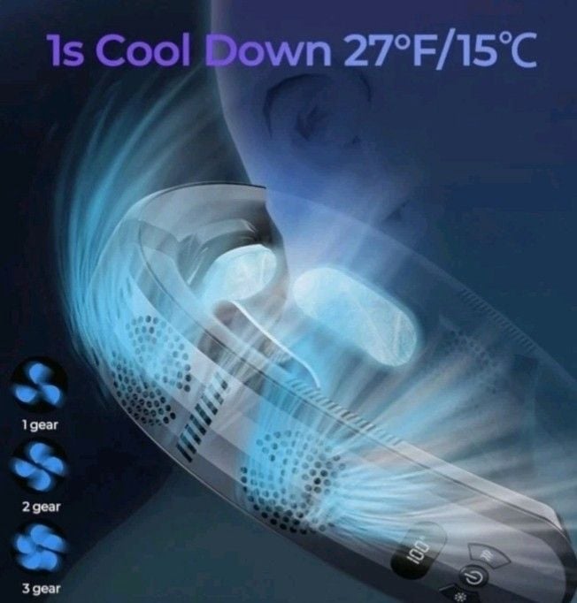 Portable Neck Air Conditioner Fan 3 Cooling Plates Rechargeable 6000mAh Black 3