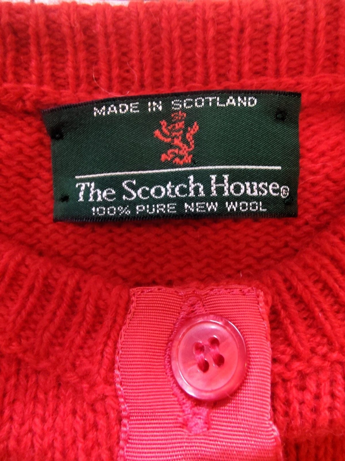Vintage The Scotch House Kids Pure New Wool Sweater Red Sz10 M Made in Scotland 4