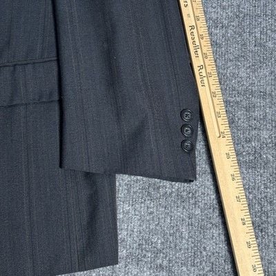Vintage Christian Dior Suit Mens 46L 44x32 Charcoal Gray Pinstripe Wool 2 Piece 13