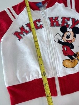 Rare Vintage Disney Red White Varsity Short Sleeve Zip Up 2/3 6
