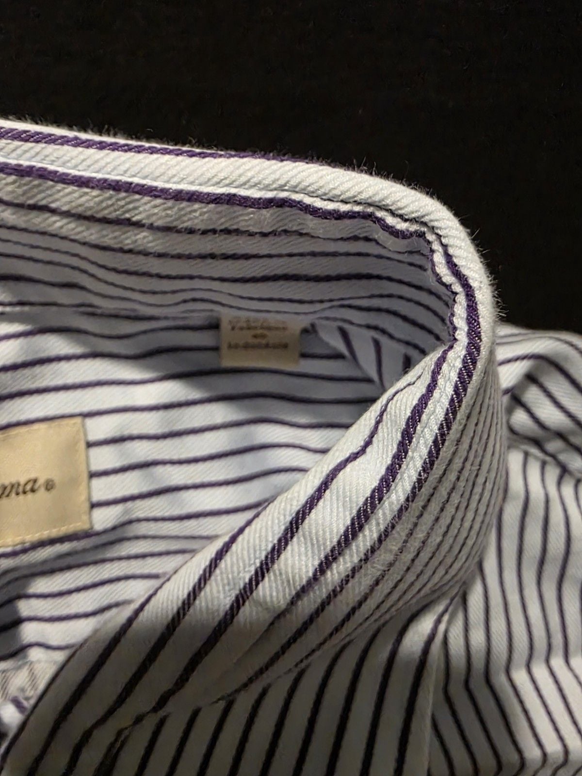 Tommy Bahama Shirt Mens XL Purple White Stripe Cotton Long Sleeve 17 34-35 4