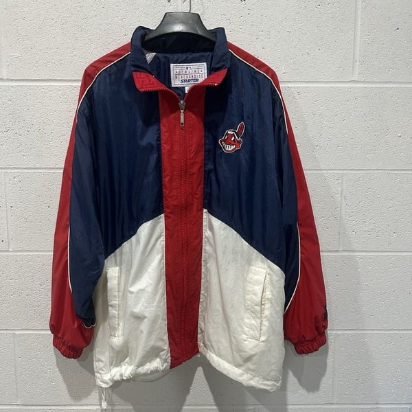 Vintage 1990s Cleveland Indians Starter Mens M Windbreaker Jacket Chief Wahoo