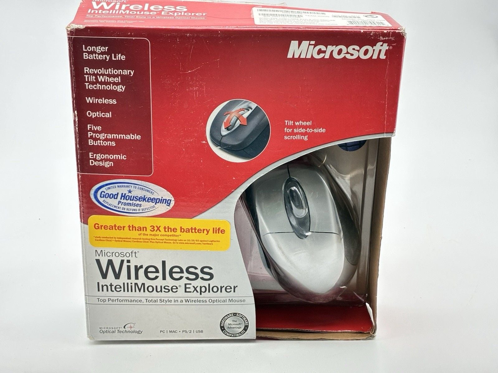 Microsoft Wireless IntelliMouse Explorer Optical Mouse New Open Box Vintage 1