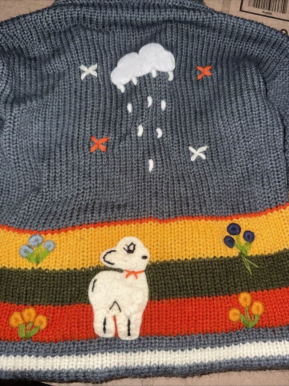 Pahuapa Peruvian Handmade Kids Hoodie Sweater Size 2T Gray Acrylic Applique 7