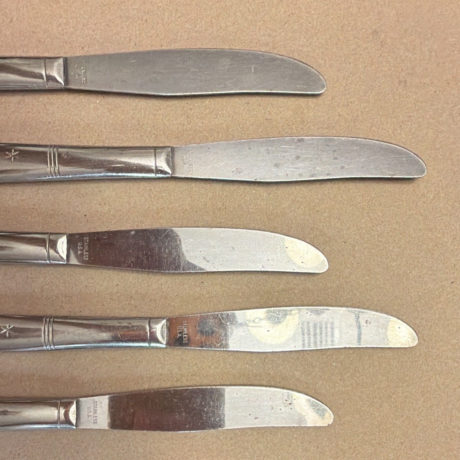 5-pc Washington Forge Starflyte Dinner Knives Stainless Steel Flat Handle VTG 3