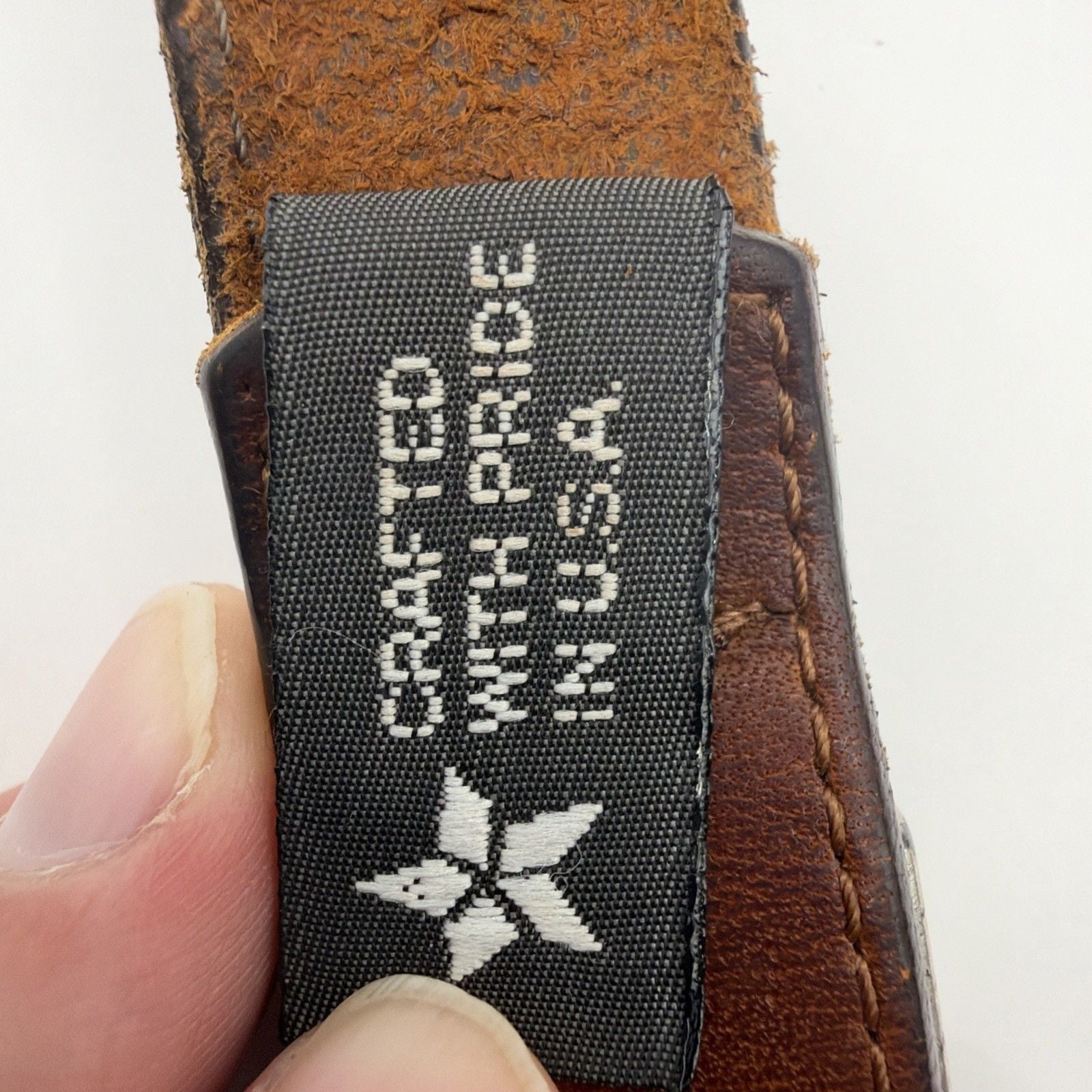 Brighton S4560 1994 woman's brown black leather belt ~ Length 34” ~ Made in USA 9