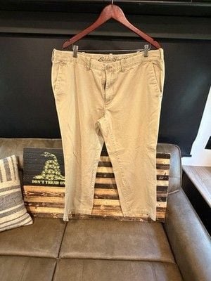 Eddie Bauer Men's Beige Chino Pants 40W Cotton Twill Straight Leg Regular 2