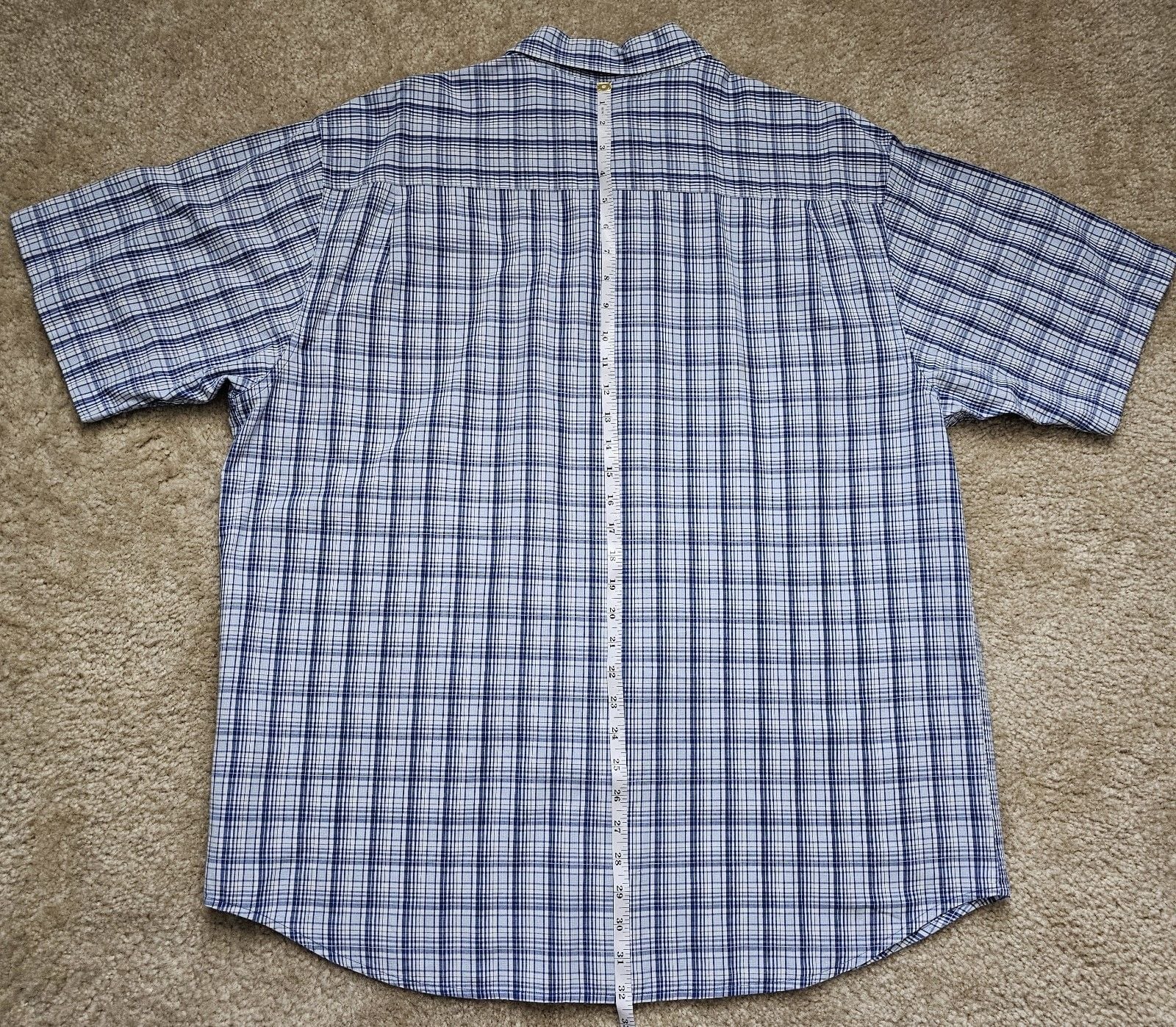 Nautica Jeans Company Mens XL Blue Plaid Short Sleeve Button Down 100% Cotton 11