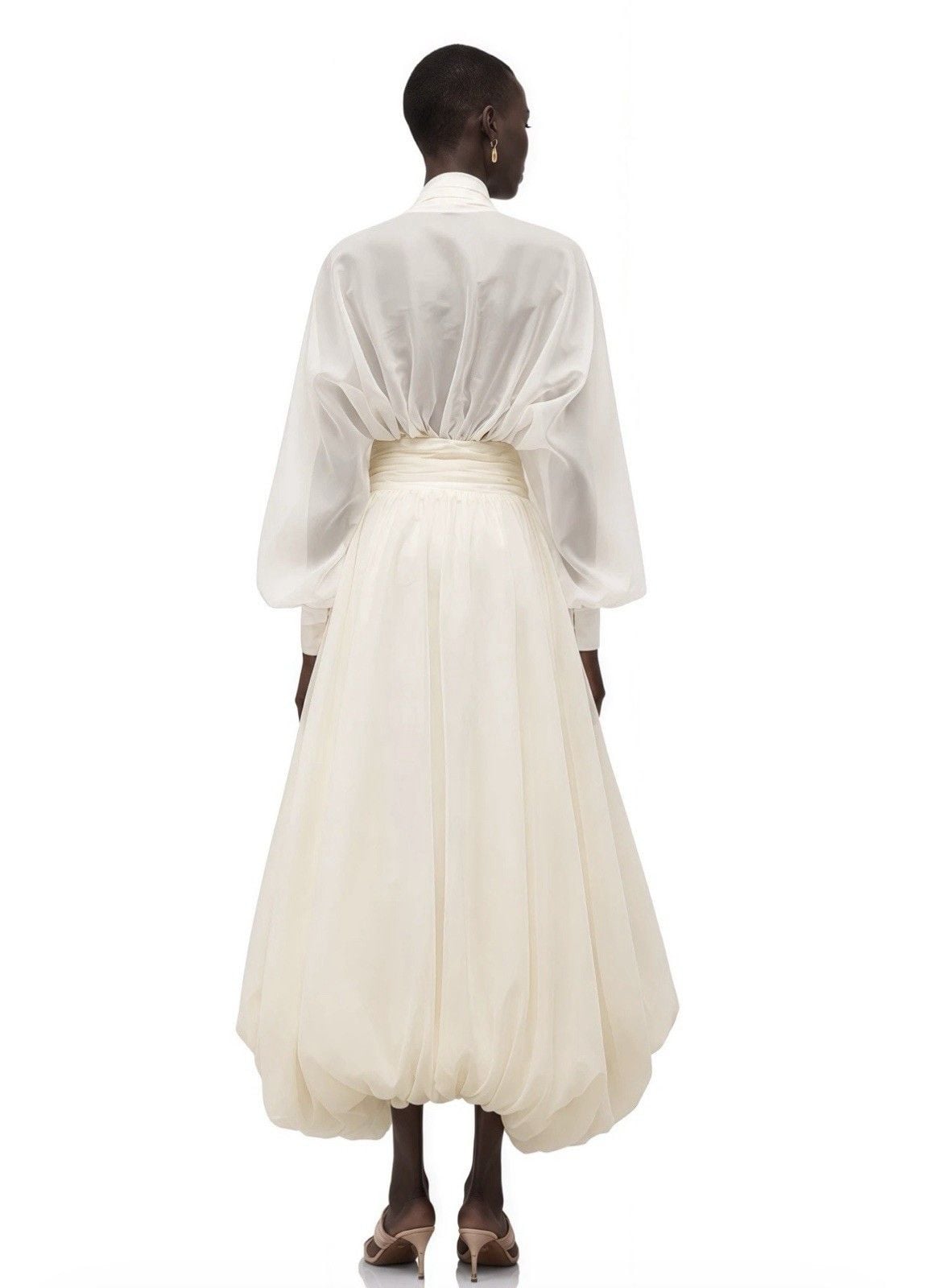 Riley Cream White Draped Tulle Maxi Dress Women's Size Small New with Tags 3