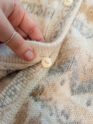 Vintage Arte Inka Alpaca Cardigan Sweater M Peru Pastel Fair Isle Geometric 11