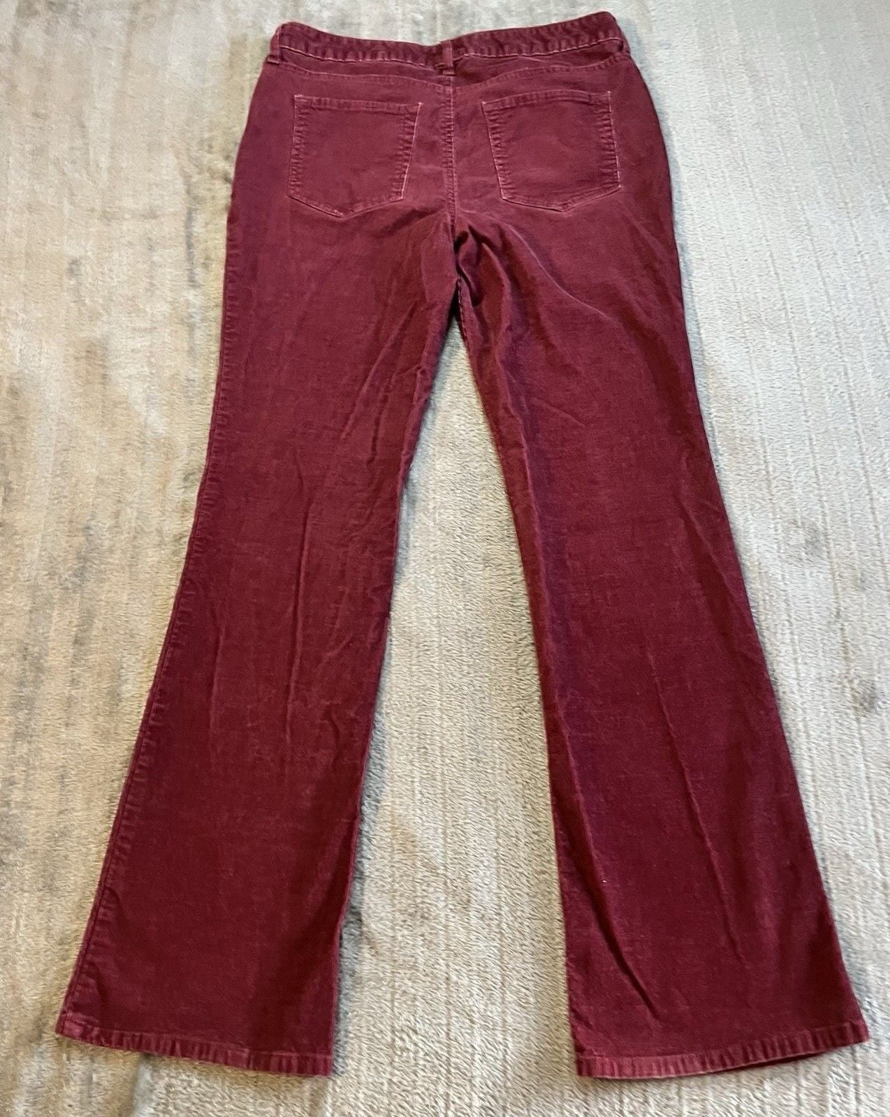 Women’s Eddie Bauer Corduroy Flare Pants Burgundy Size 8 Curvy Bootcut Fall 9