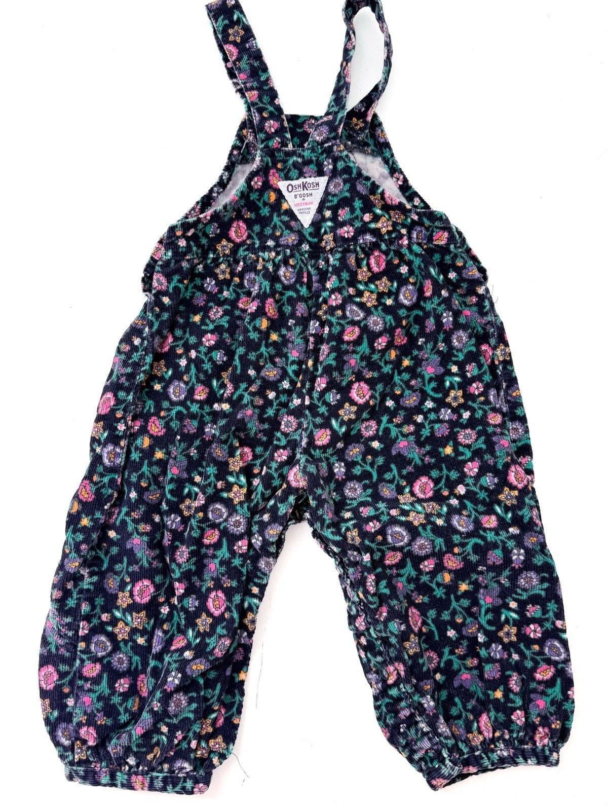 OshKosh B'Gosh 2T Corduroy Floral Overalls Purple Tag Vintage Vestbak Made USA 4