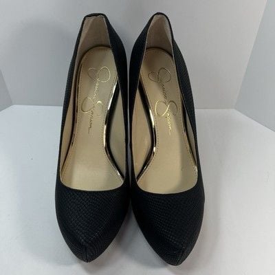 Jessica Simpson Black Textured Stiletto Heels Pumps Size 7.5M /38 3