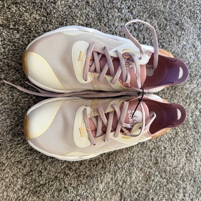 Sorel KINETIC RNEGD FLOAT Sneakers CHALK / ERASER PINK Women Size 7 Golf 10