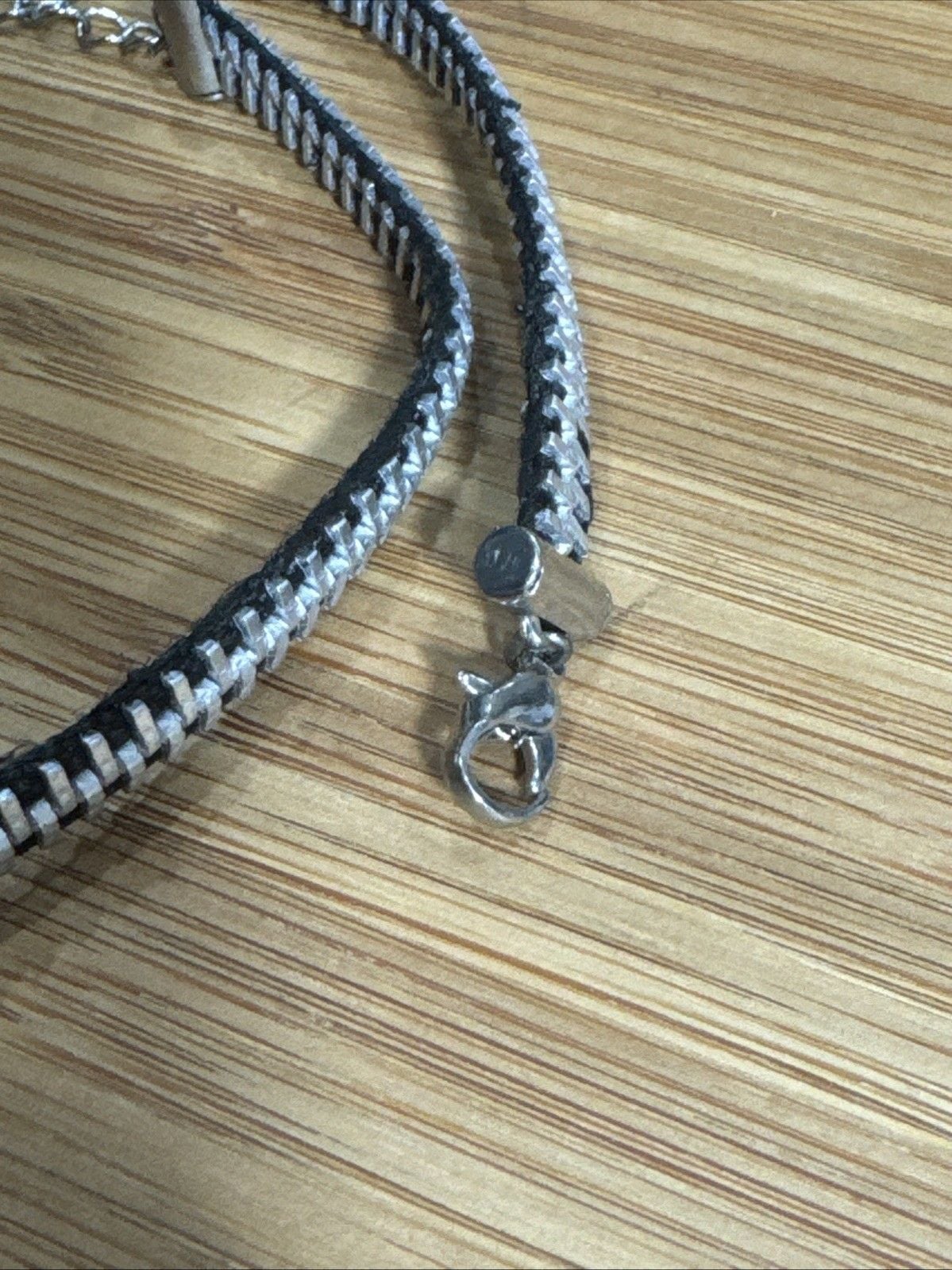 BCBGMAXAZRIA Zipper Necklace Punk Goth Black Silver Statement Halloween 5