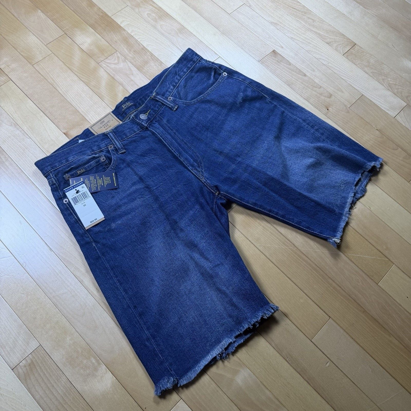 Polo Ralph Lauren Denim Jorts Men’s 33 Baggy Raw Hem Classic Fit NWT Y2K 3