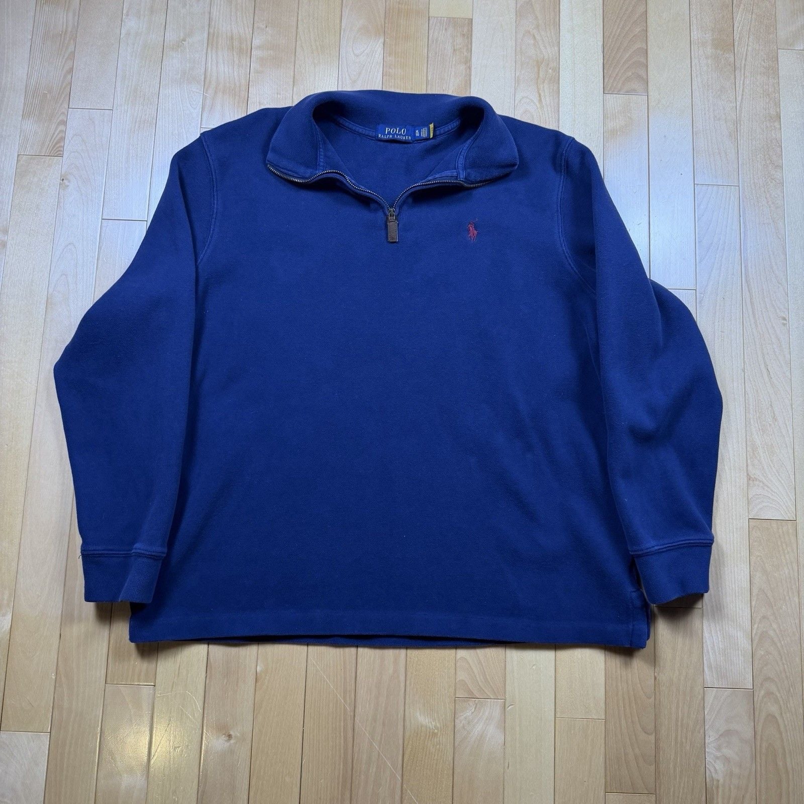 Polo Ralph Lauren Quarter Zip Pullover Mens XL Blue Red Pony Sweatshirt 3