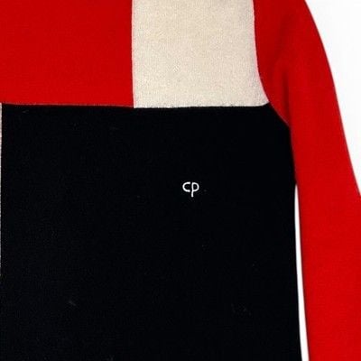 Chinti & Parker 100% Cashmere Colorblock Sweater Red Black Pink Cream Size S 6