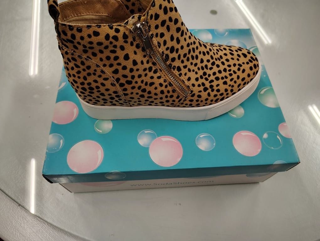 Soda Women's Leopard Print Wedge Sneakers 3