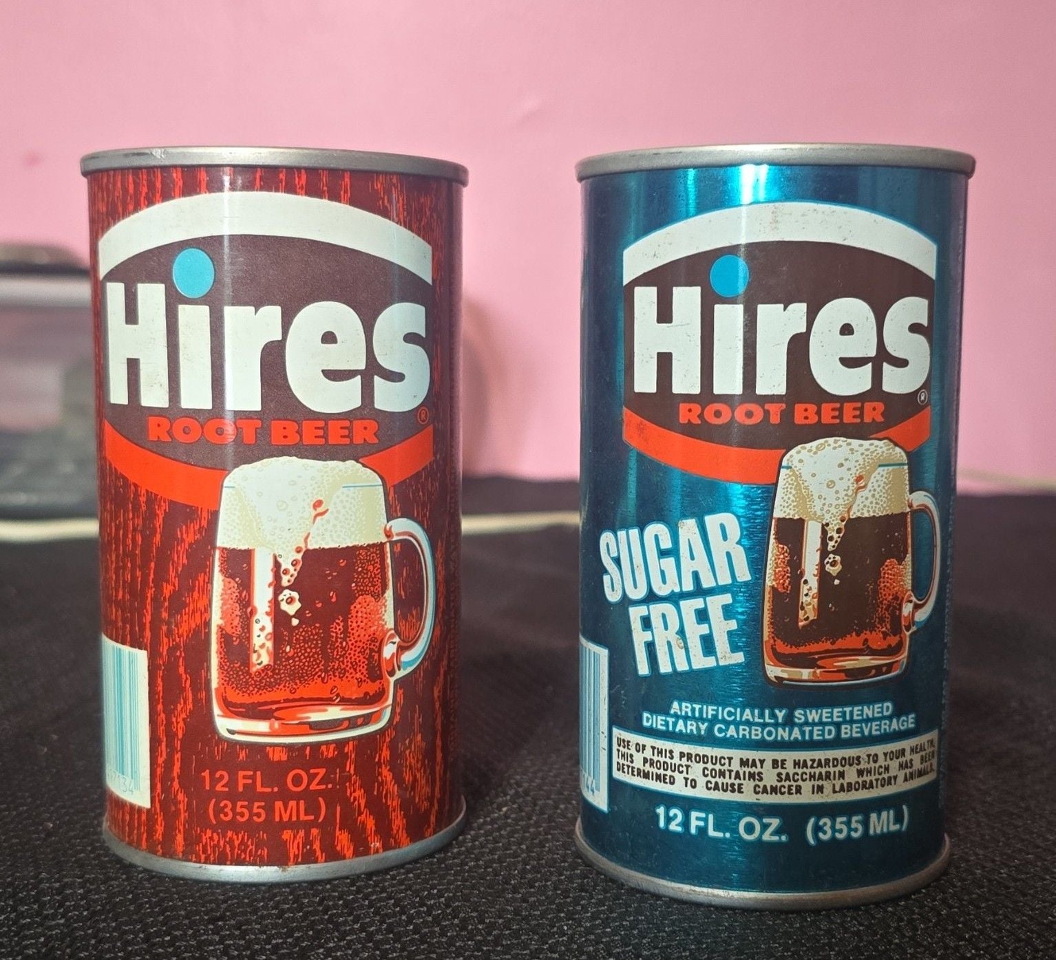 Hires Root Beer Advertising Can Lot of 2 12 fl oz Regular & Sugar Free 1