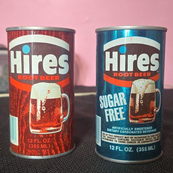 Hires Root Beer Advertising Can Lot of 2 12 fl oz Regular & Sugar Free