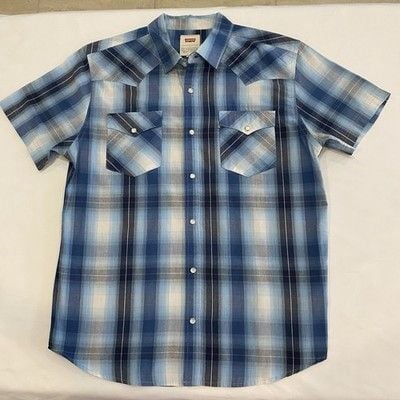 Levi’s Men's Classics Short Sleeve Button-Down Plaid Shirt Size L 2