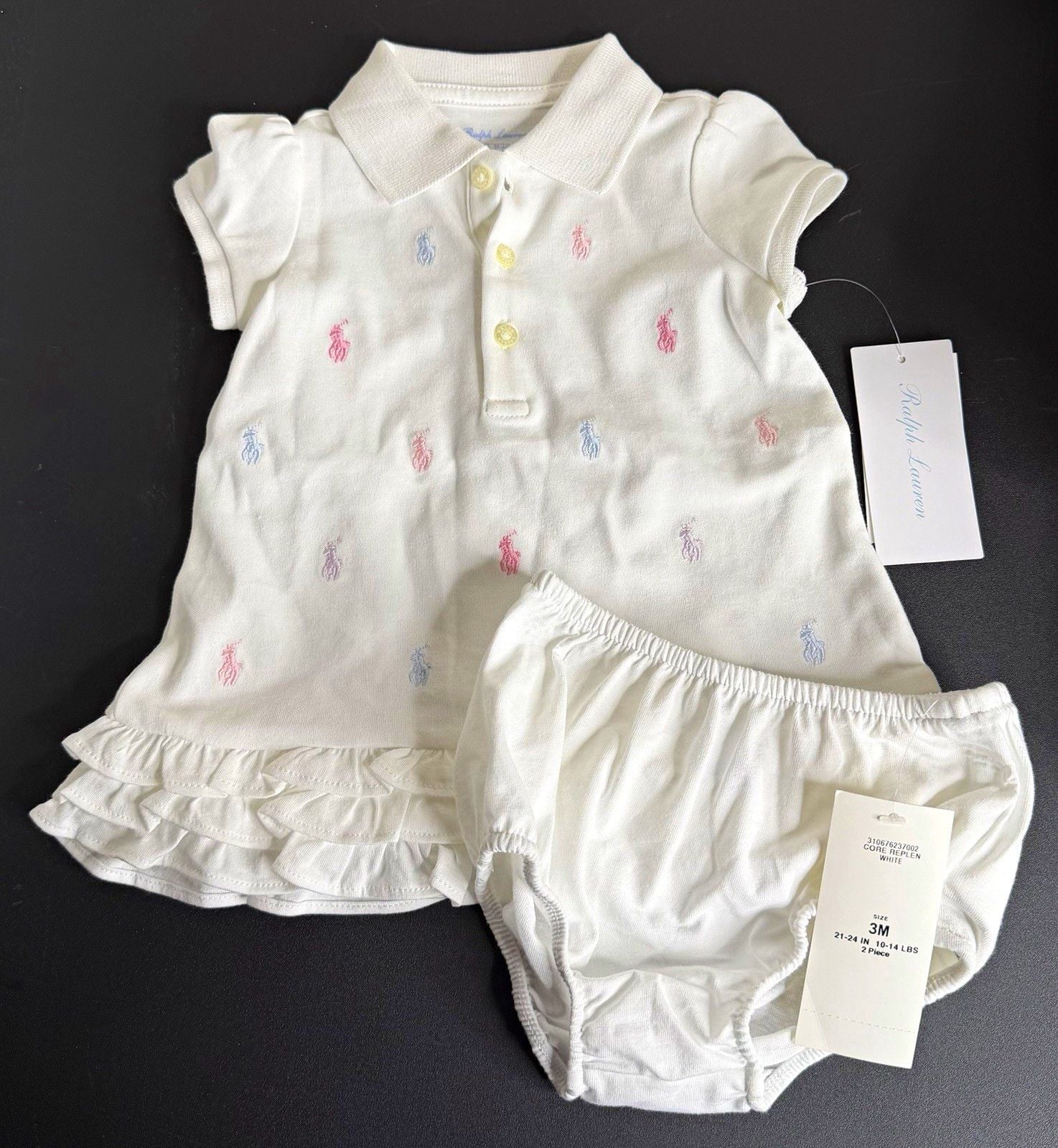 Ralph Lauren Logo Polo Dress & Bloomers 2-Piece Set 3M NWT 1