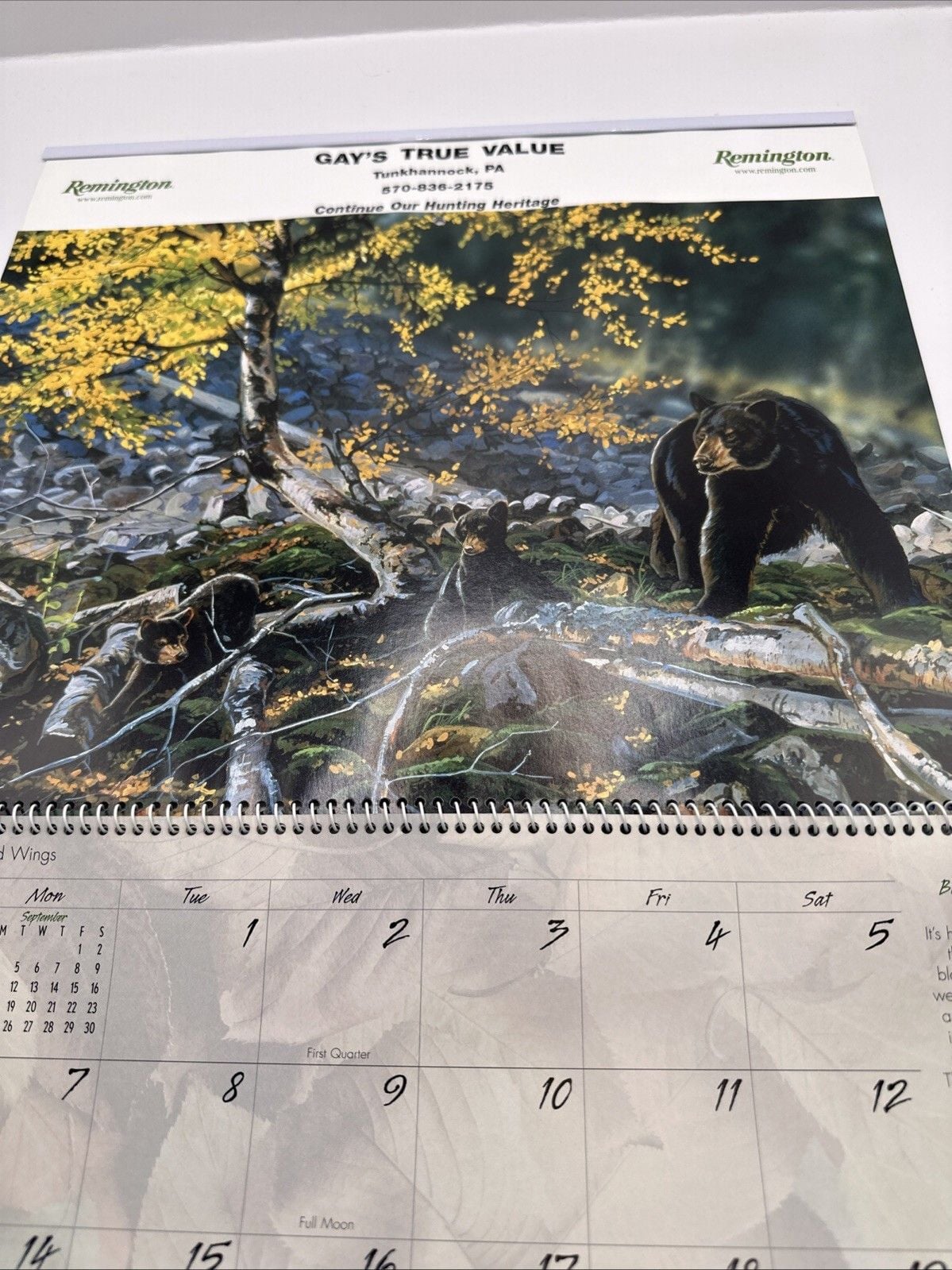 Vintage 2006  Remington Hunting Calendar Gays True Value Tunkhannock Pa Deer 7