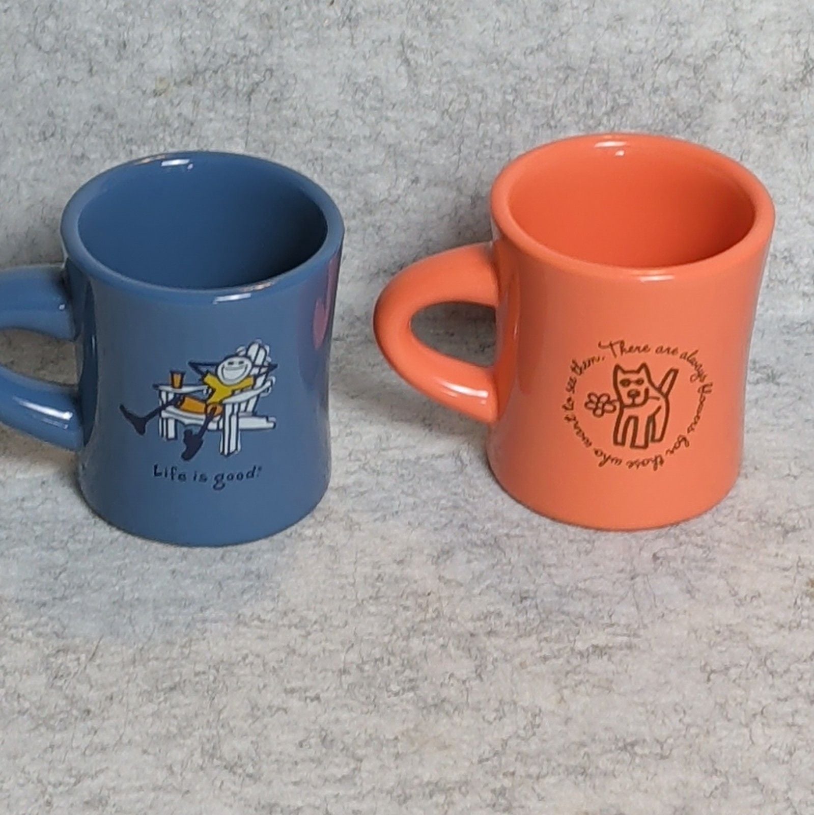 Life is Good Ceramic Coffee Mug Set 12 fl oz 2-Piece Blue Orange Quotes 4