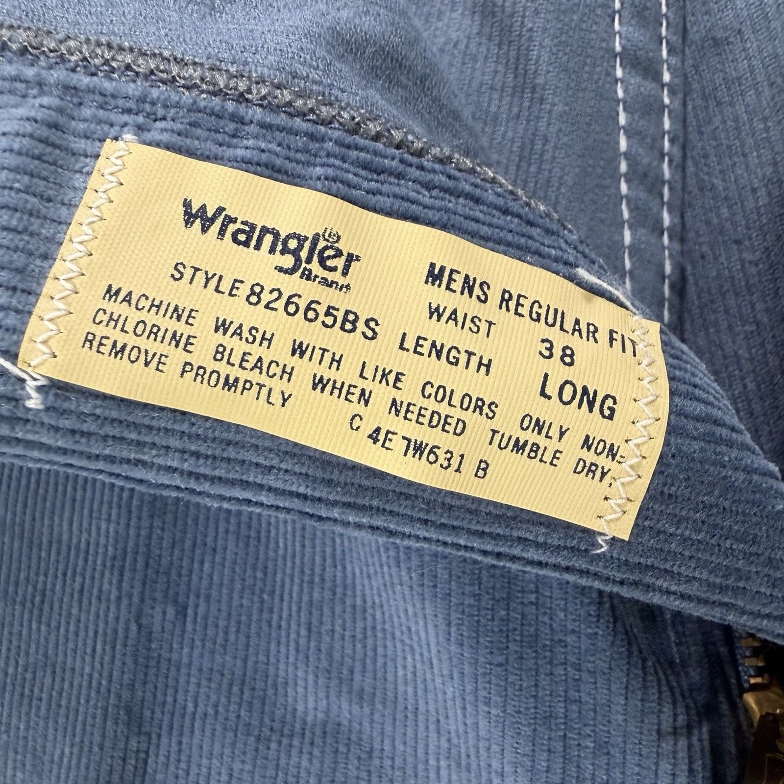 Vintage Wrangler 82665BS Corduroy Pants Mens 38x28 Slate Blue High Rise 70s 80s 7