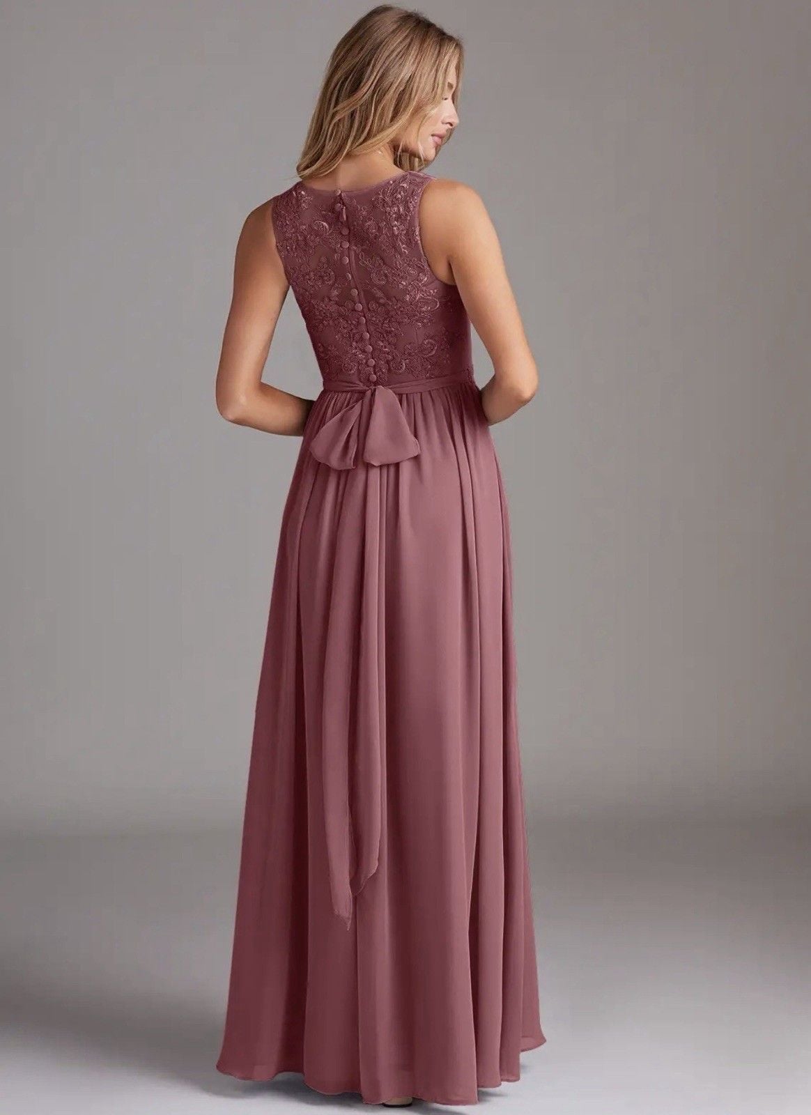 Azazie KingsleyDesert Rose A-Line Lace Chiffon Dress 4