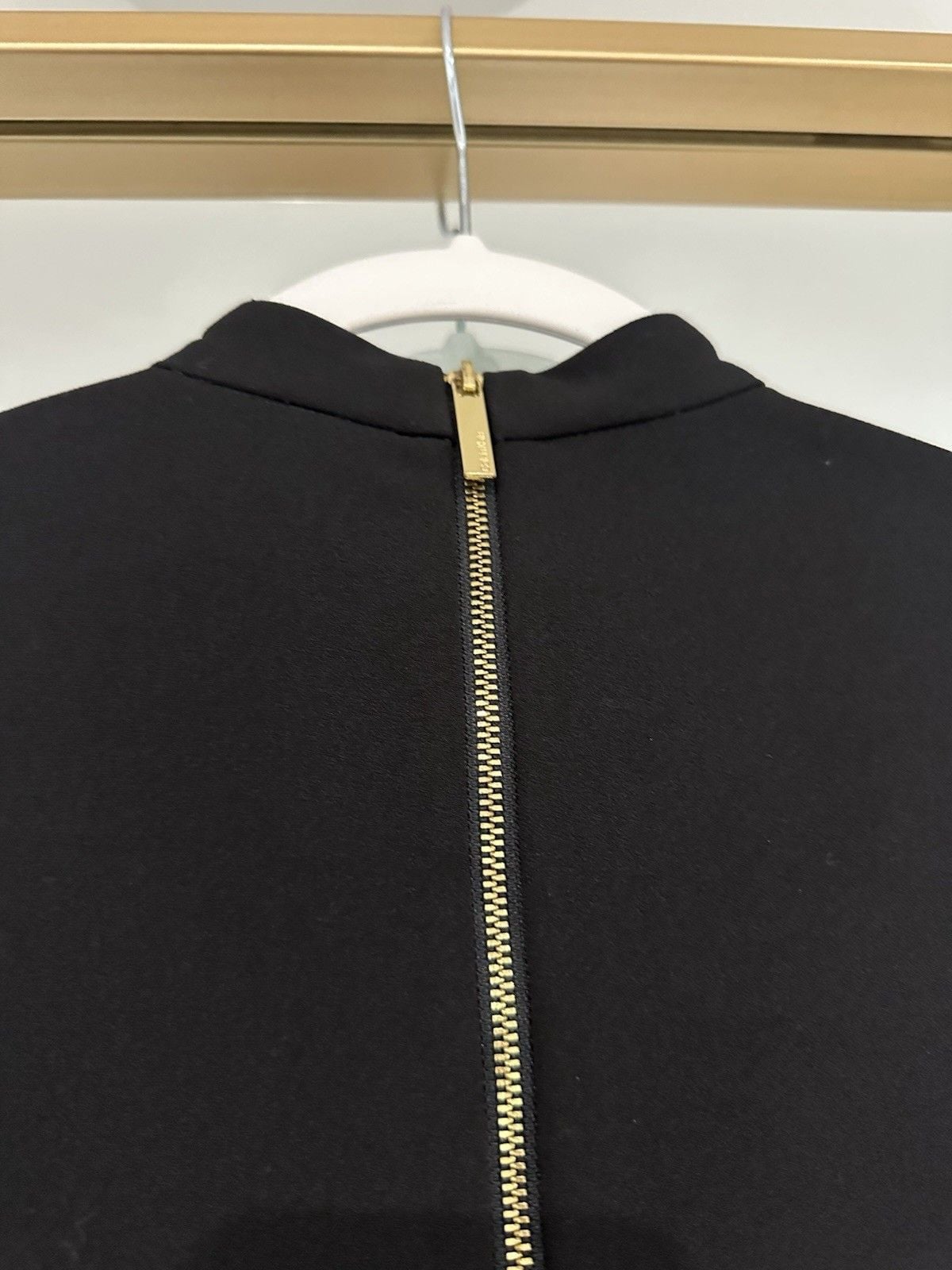 Calvin Klein Women’s Size 2 Black Shift Dress Long Sleeve Mock Neck Asym Bow Zip 8