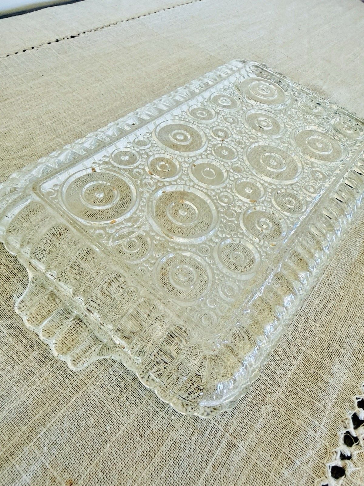 Vintage Anchor Hocking Colonial Lady Glass Snack Tray 1950s Anchorglass MCM 4