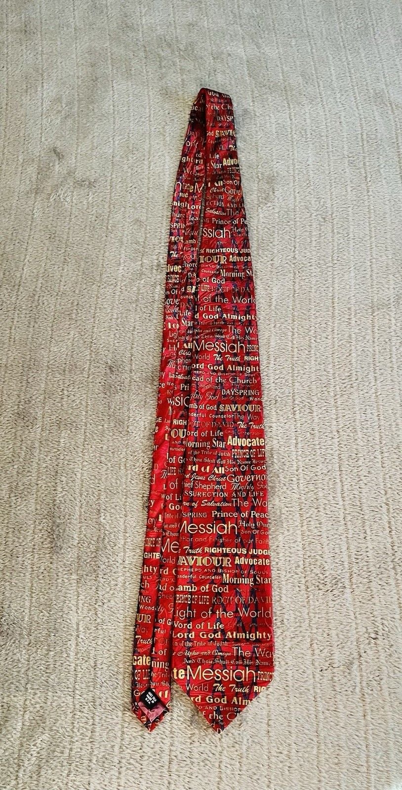 Free Man Apparel Names Of Jesus Red Silk Necktie 4” Christian Religious Church 11