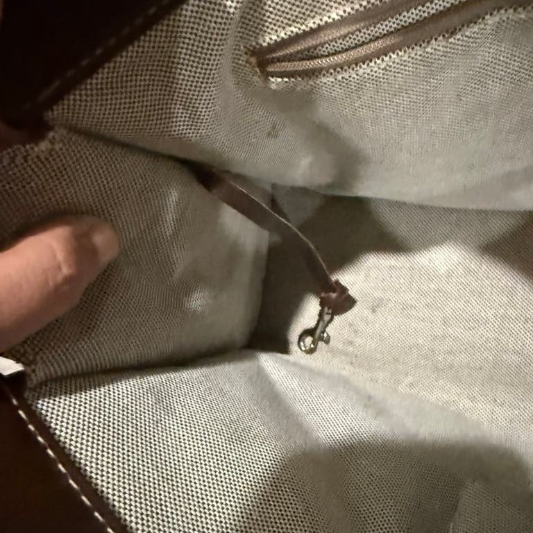 Authentic Dooney & Bourke Signature Handbag with Leather Trim Double Pocket Satchel 10
