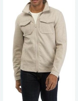 Kenneth Cole Full Zip Stand Collar Jacket - Beige w/ Chest Pockets - Men's XXL 11