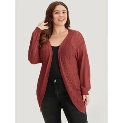 Plus Size 22 24 3x BloomChic Geometric Plisse Loose Open Front Cardigan shrug 5