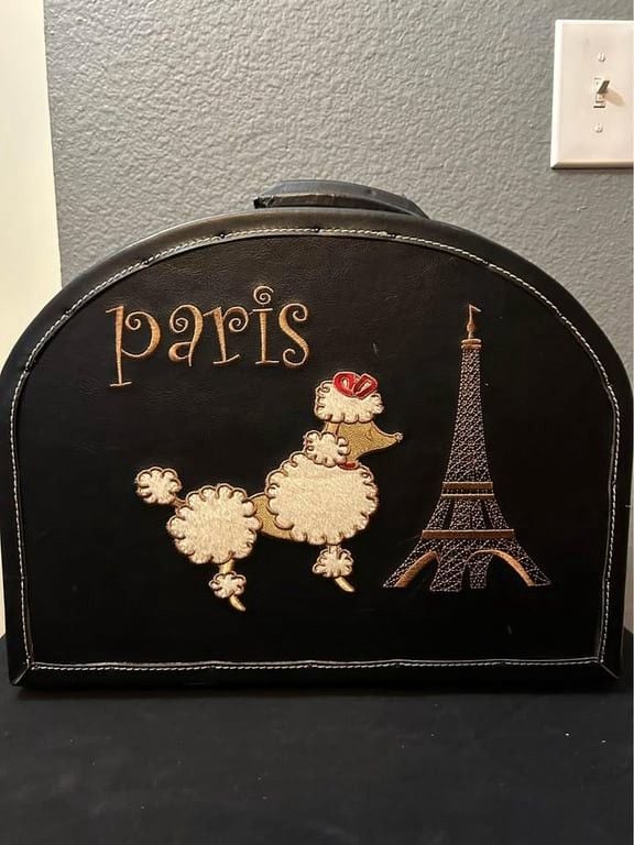 Vintage Paris Poodle Handbag Leather DOUBLE THE SIZE 8